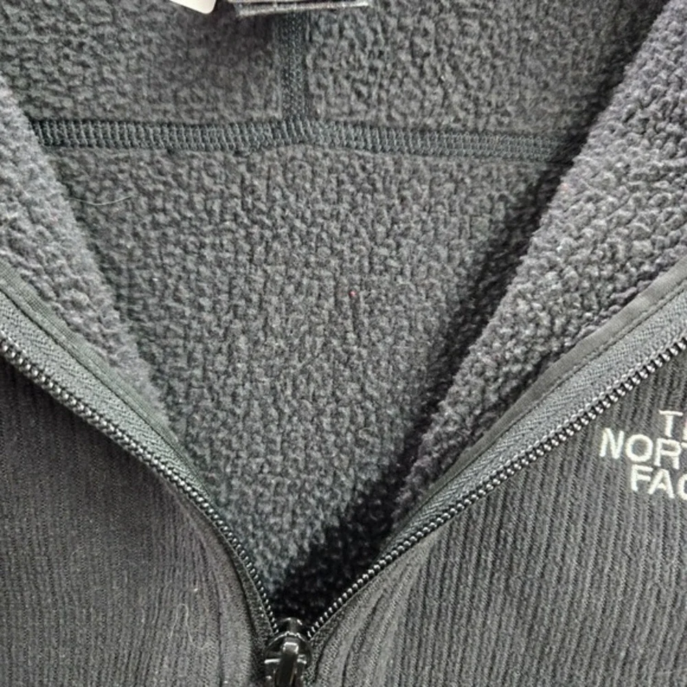 the North Face Men Sweater XL‎ Black Fleece Lined Logo 1/4 Zip Mock Neck